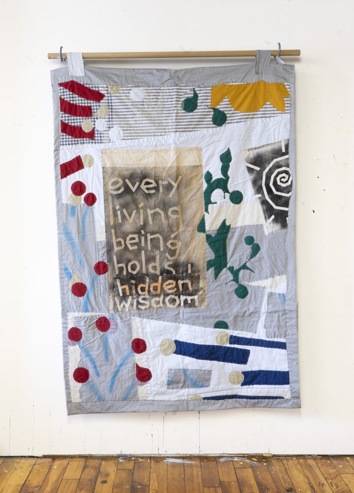 Hand-quilted textile: Every Living Being Holds Hidden Wisdom.